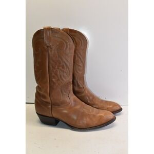 Tony Llama Cowboy Boots Tan Leather Mens 12 Western Pointed Toe Stitched CZ830